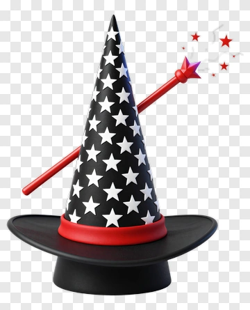 Magic Hat With Wand And Stars PNG