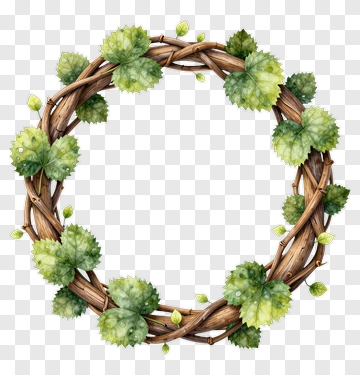 Floral Wreath With Green Leaves PNG