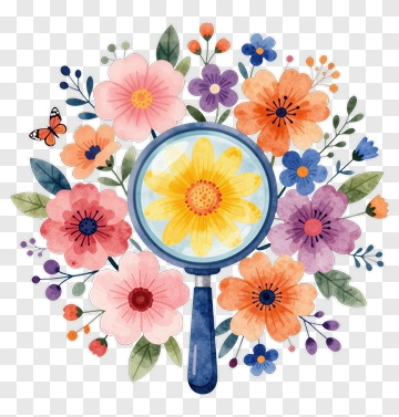 Magnifying Glass With Flowers PNG