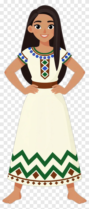 Cartoon Girl In Traditional Dress PNG