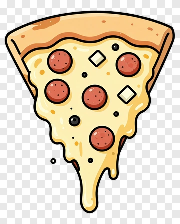 Cartoon Pizza Slice With Toppings PNG