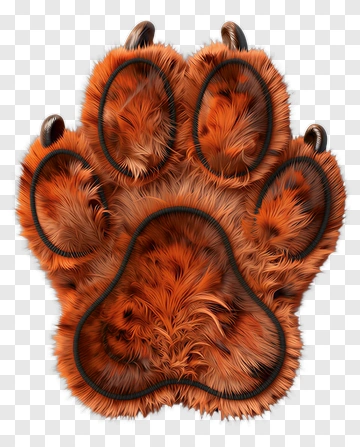 Furry Orange Dog Paw Print PNG