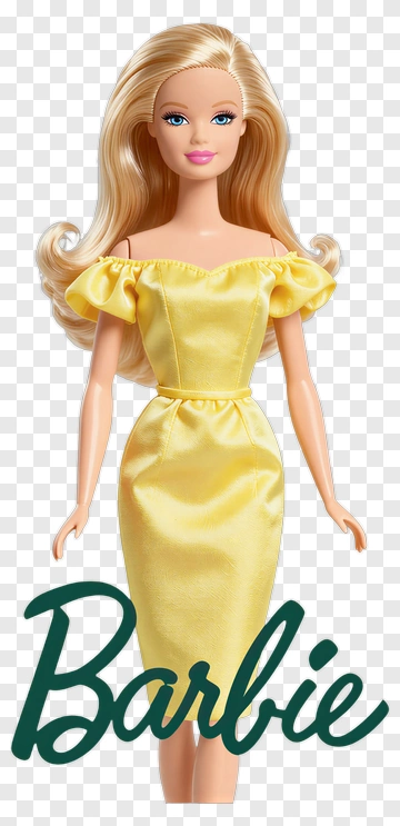 Barbie Doll In A Yellow Dress PNG