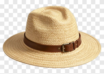 Straw Hat With Brown Band PNG