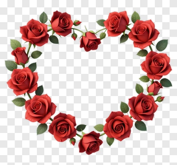 Heart-Shaped Red Rose Floral Arrangement PNG
