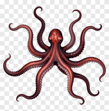 Realistic Octopus With Eight Tentacles PNG