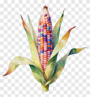 Colorful Corn Cob With Beads PNG
