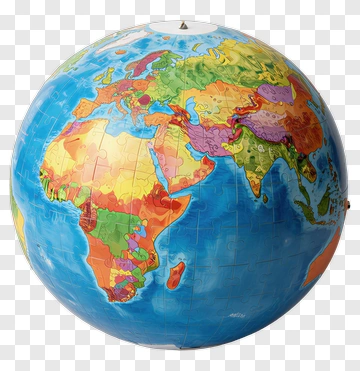 Colorful World Map Globe PNG