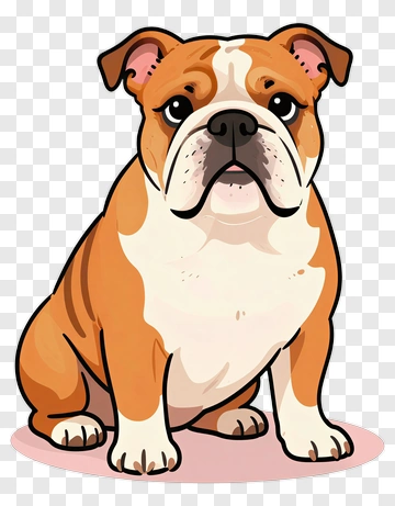 Cartoon Bulldog Sitting PNG