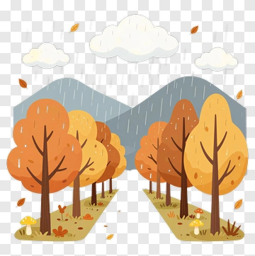 Colorful Autumn Forest Landscape PNG
