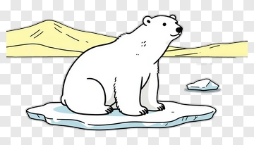 Cartoon Polar Bear Sitting On Ice PNG