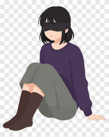 Girl Sitting With Blindfold PNG