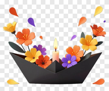 Colorful Floral Arrangement In A Decorative Bowl PNG