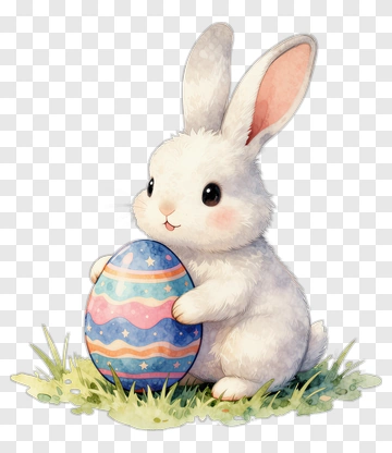 Cute Rabbit Holding A Colorful Easter Egg PNG