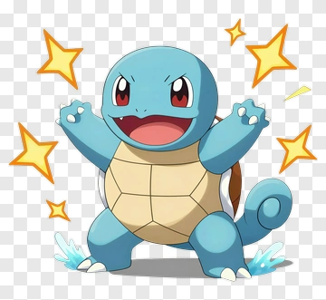 Cartoon Squirtle With Water Splashing PNG