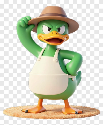 3D Farmer Duck Posing Confidently PNG