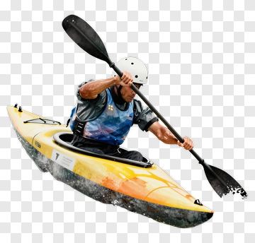 Kayaker Paddling In A Yellow Kayak PNG
