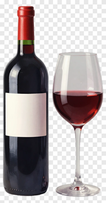 Red Wine Bottle And Glass PNG