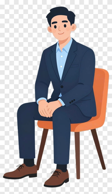 Cartoon Businessman Sitting On A Chair PNG
