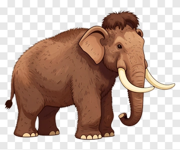 Cartoon Mammoth With Large Tusks PNG