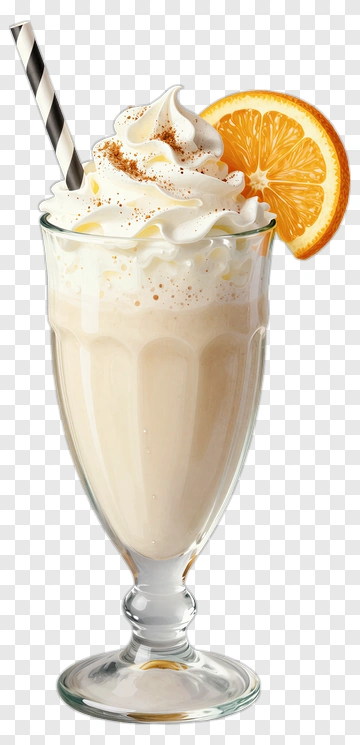 Creamy Milkshake With Orange Slice PNG