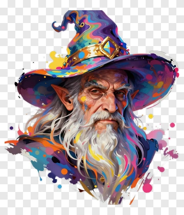 Colorful Wizard With A Magical Hat PNG