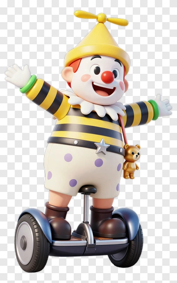 3D Clown Riding A Segway PNG