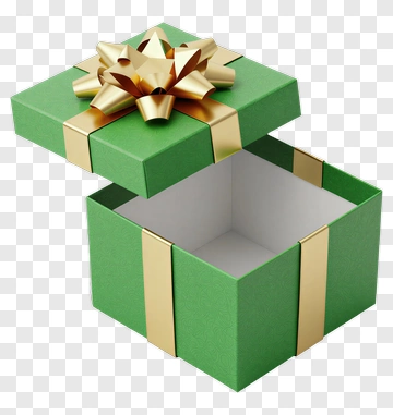 Green Gift Box With Golden Ribbon PNG