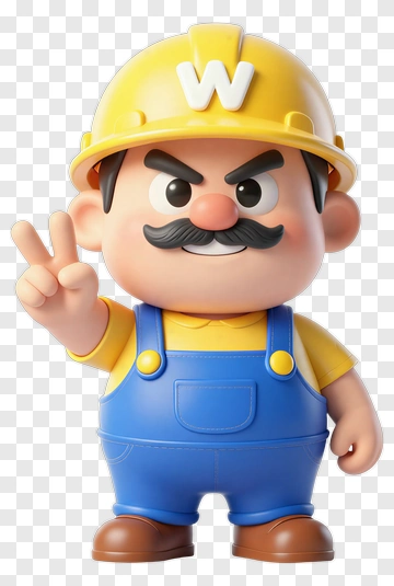 Cartoon Construction Worker Making Peace Sign PNG