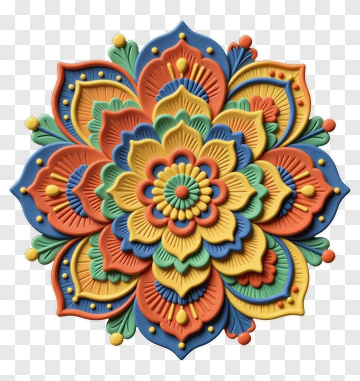 Colorful Flower Mandala Design PNG