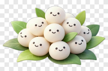 Cute Group Of Smiling Characters On Green Leaves PNG