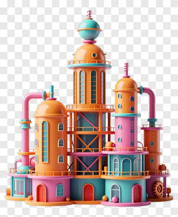 Colorful Factory Building PNG