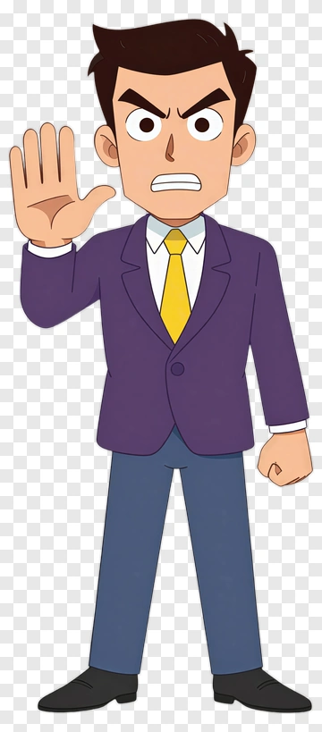 Cartoon Businessman Gesturing With Hand Raised PNG