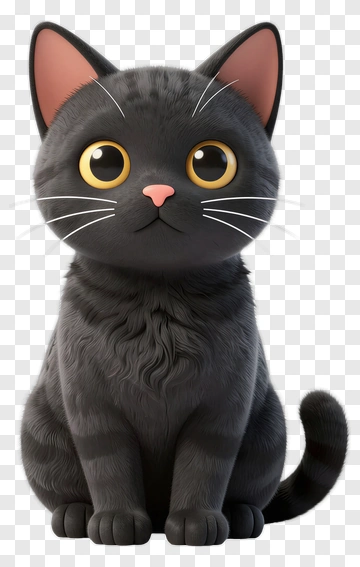 Cartoon Black Cat With Big Eyes PNG