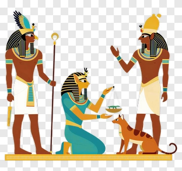 Ancient Egyptian Scene With Gods And Cat PNG