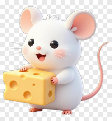 Cartoon Mouse Holding Cheese PNG