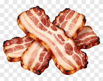 Sliced Bacon Stacked Together PNG