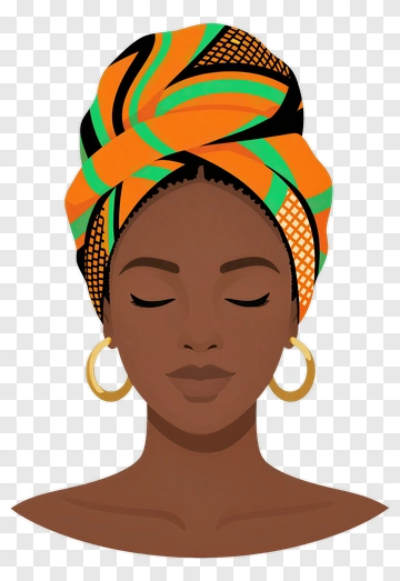 Woman With Colorful Headscarf And Gold Earrings PNG