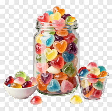Colorful Heart-Shaped Candy Jar PNG
