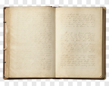 Open Vintage Book With Handwritten Pages PNG