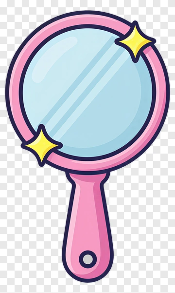 Cartoon Hand Mirror With Sparkles PNG