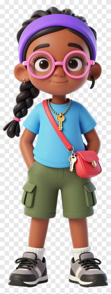 3D Girl Wearing Glasses And Casual Outfit PNG