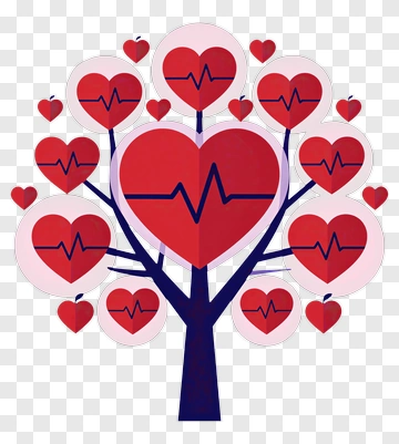 Heart Tree With Pulse Lines PNG