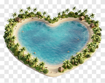 Heart-Shaped Tropical Lagoon PNG