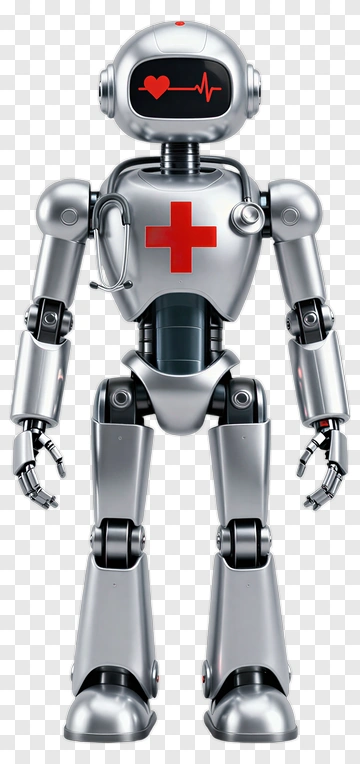Medical Robot With Red Cross Design PNG