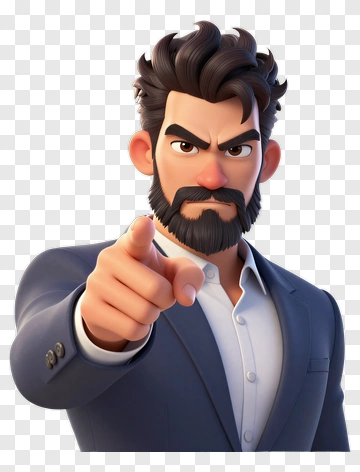 3D Businessman Pointing With Confidence PNG