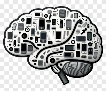 Brain Shaped Technology Composition PNG