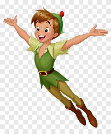 Cartoon Peter Pan Flying With Outstretched Arms PNG