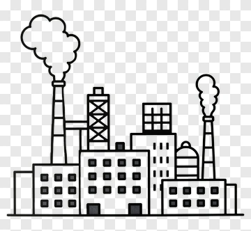 Industrial Cityscape With Smoke Stacks PNG
