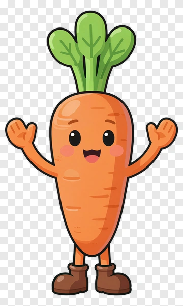 Cartoon Carrot Character With Happy Expression PNG